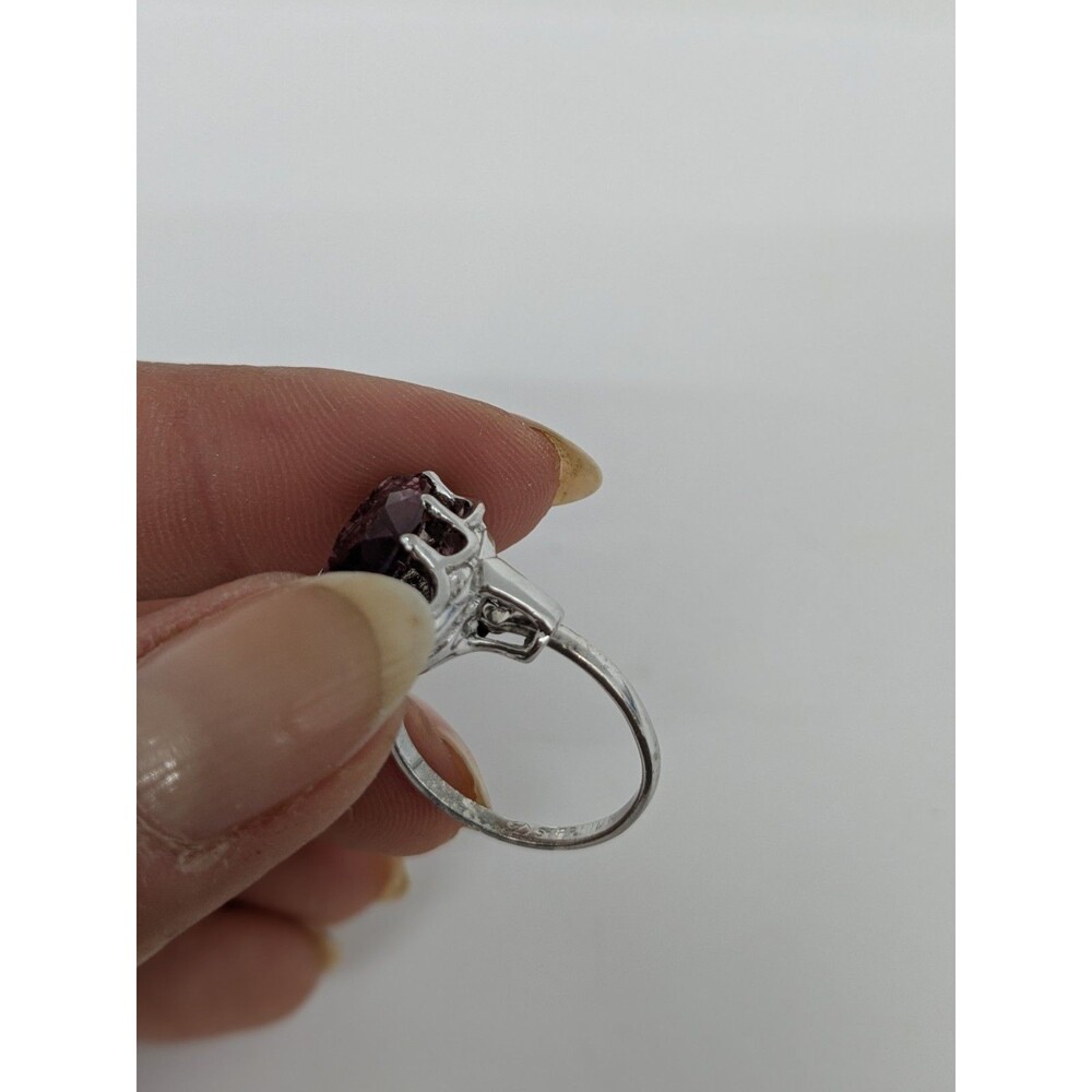 Vintage  Purple Stone Sterling Silver Ring Size 5 Adjustable (Up to 7) - Picture 6 of 7